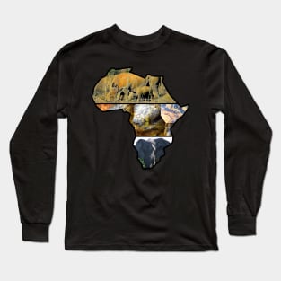 African Wildlife Continent Collage Long Sleeve T-Shirt